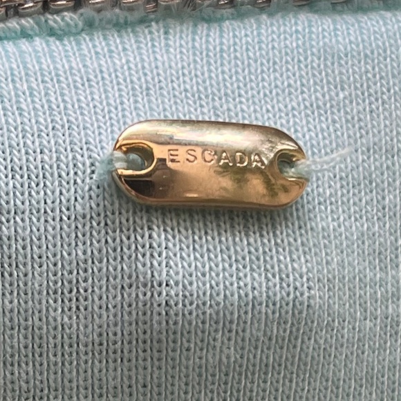 Vintage Escada Sleeveless Top with Chain Neckline, Aqua / Turquoise, Small - Picture 5 of 10